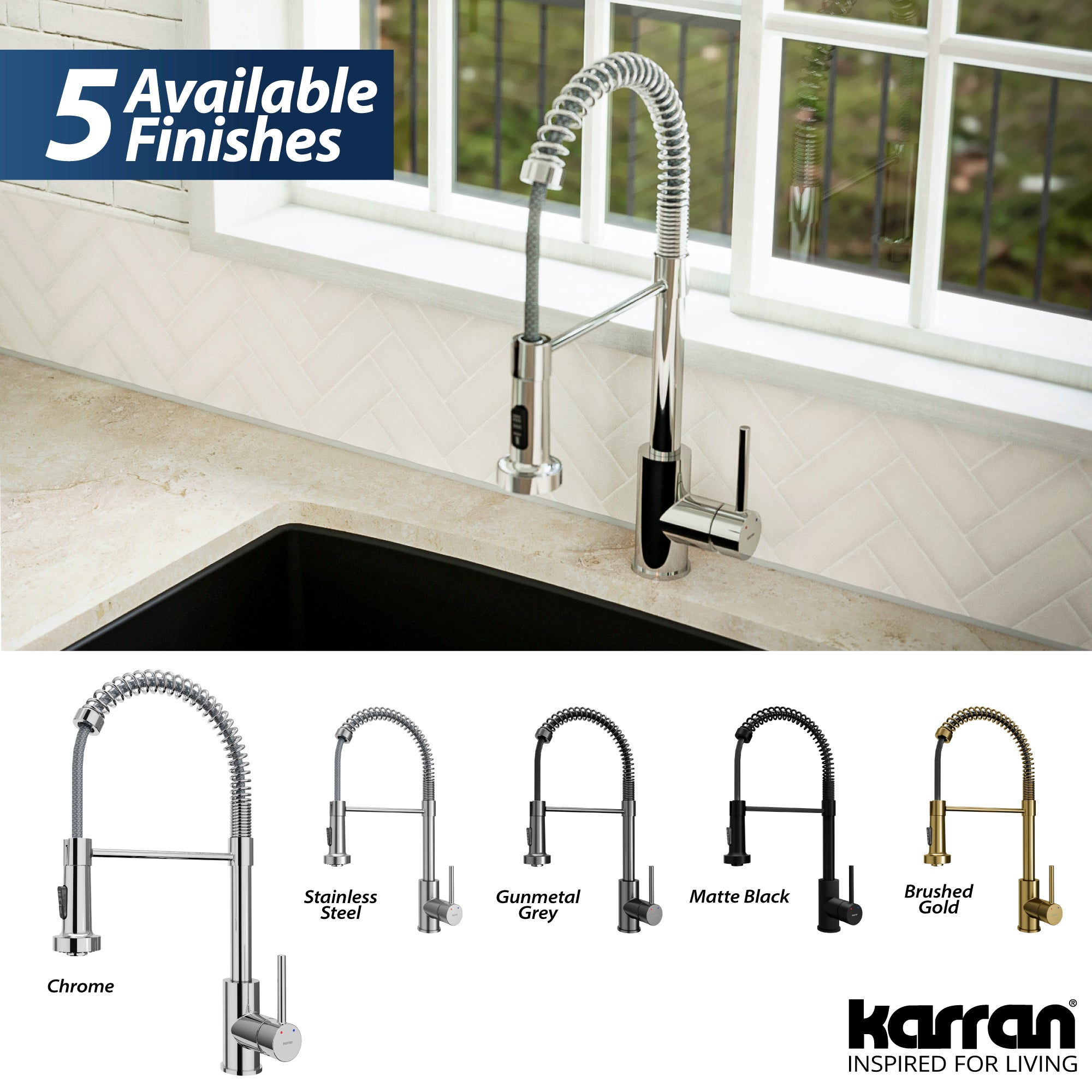 Karran Kadira 1.8 GPM Single Lever Handle Lead-free Brass ADA Kitchen Faucet, Pull-Down, Chrome, KKF225C