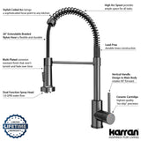 Karran Kadira 1.8 GPM Single Lever Handle Lead-free Brass ADA Kitchen Faucet, Pull-Down, Gunmetal Grey, KKF225GG