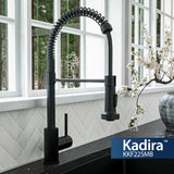 Karran Kadira 1.8 GPM Single Lever Handle Lead-free Brass ADA Kitchen Faucet, Pull-Down, Matte Black, KKF225MB