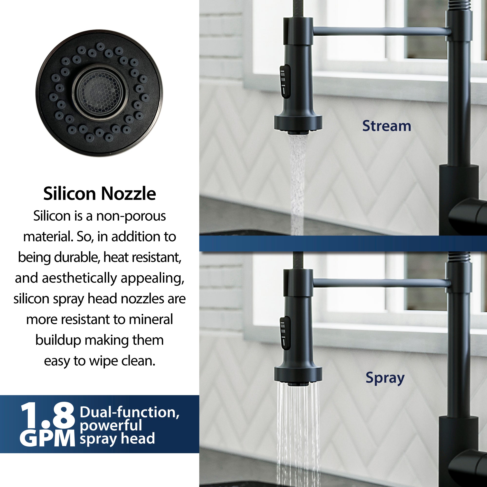 Karran Kadira 1.8 GPM Single Lever Handle Lead-free Brass ADA Kitchen Faucet, Pull-Down, Matte Black, KKF225MB