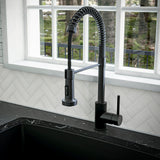 Karran Kadira 1.8 GPM Single Lever Handle Lead-free Brass ADA Kitchen Faucet, Pull-Down, Matte Black, KKF225MB