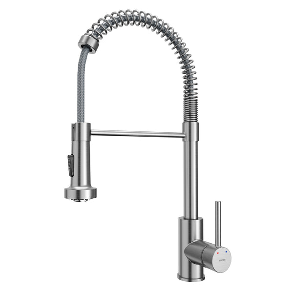 Karran Kadira 1.8 GPM Single Lever Handle Lead-free Brass ADA Kitchen Faucet, Pull-Down, Stainless Steel, KKF225SS