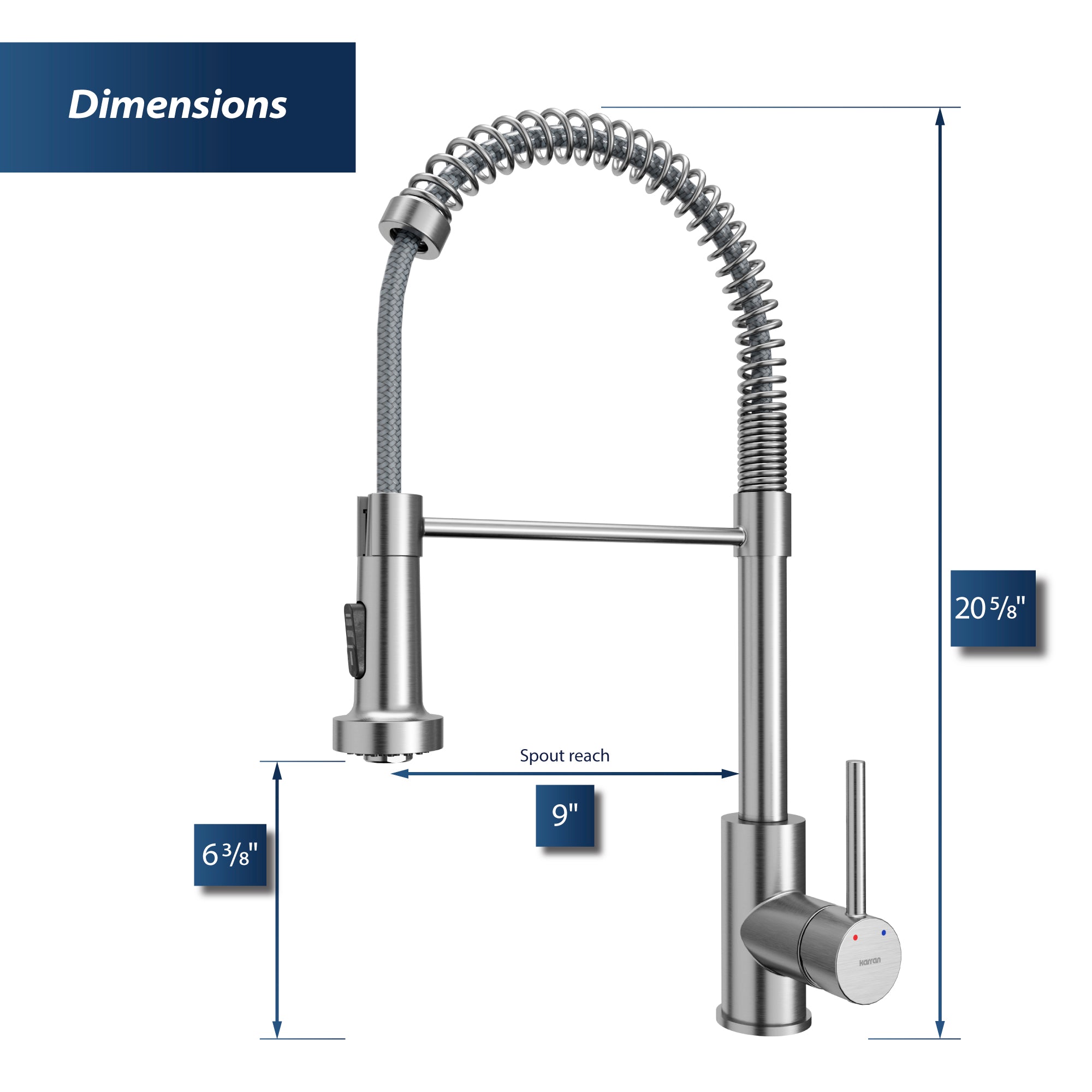 Karran Kadira 1.8 GPM Single Lever Handle Lead-free Brass ADA Kitchen Faucet, Pull-Down, Stainless Steel, KKF225SS