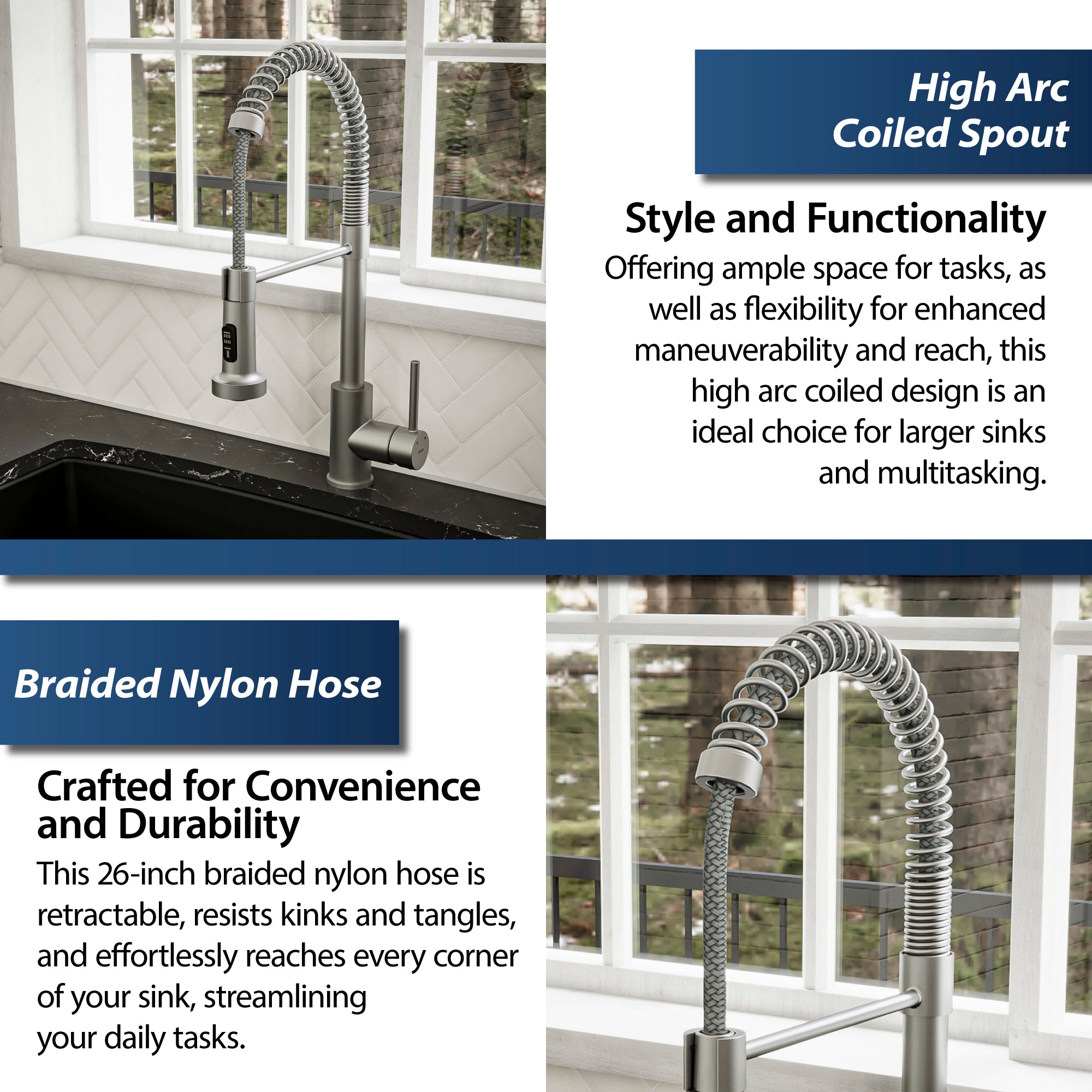Karran Kadira 1.8 GPM Single Lever Handle Lead-free Brass ADA Kitchen Faucet, Pull-Down, Stainless Steel, KKF225SS