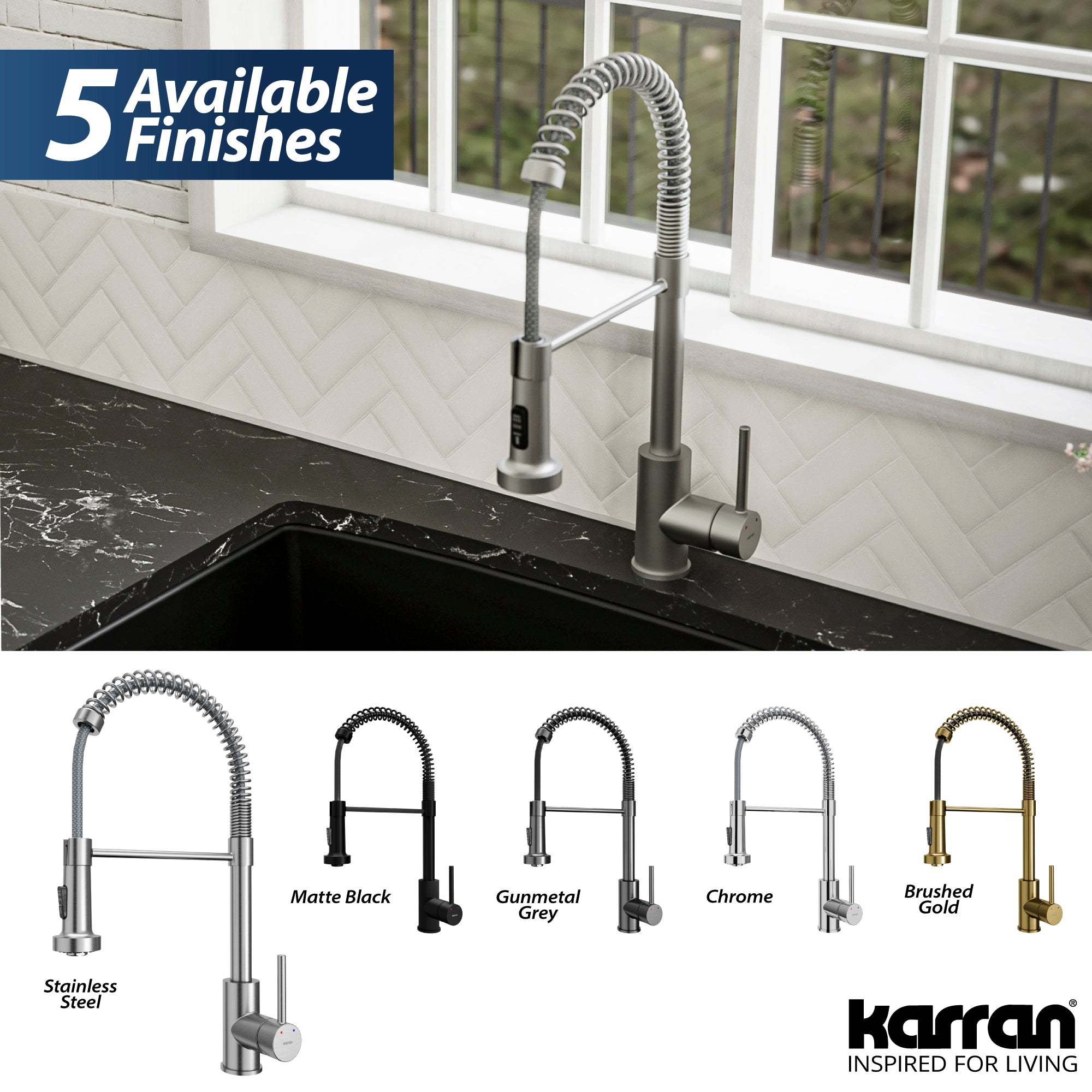 Karran Kadira 1.8 GPM Single Lever Handle Lead-free Brass ADA Kitchen Faucet, Pull-Down, Stainless Steel, KKF225SS