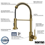 Karran Loxton 1.8 GPM Single Lever Handle Lead-free Brass ADA Touchless Kitchen Faucet, Pull-Down, Brushed Gold, KKF228BG