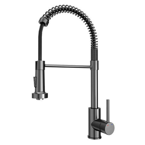 Karran Loxton 1.8 GPM Single Lever Handle Lead-free Brass ADA Touchless Kitchen Faucet, Pull-Down, Gunmetal Grey, KKF228GG