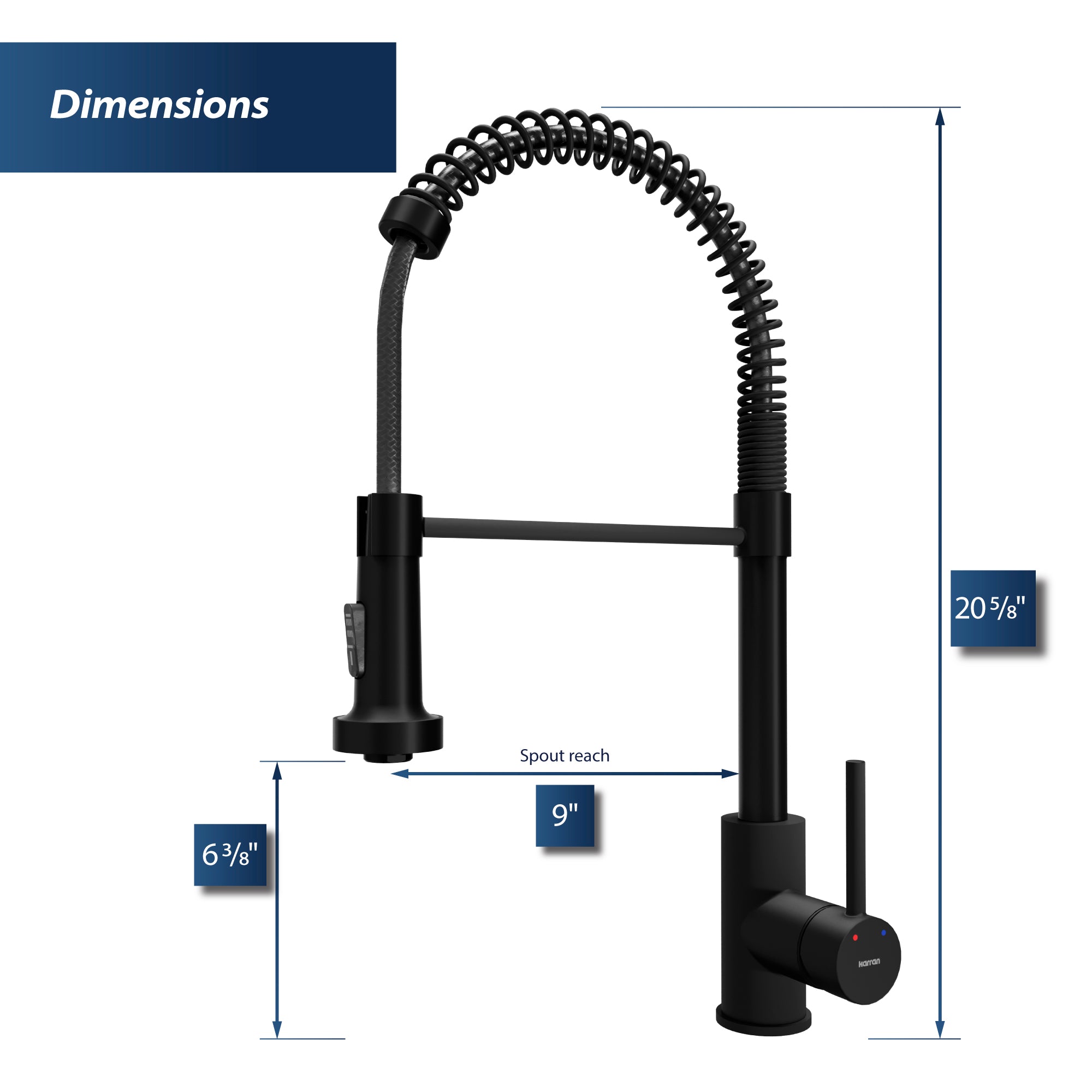 Karran Loxton 1.8 GPM Single Lever Handle Lead-free Brass ADA Touchless Kitchen Faucet, Pull-Down, Matte Black, KKF228MB