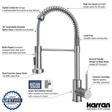 Karran Loxton 1.8 GPM Single Lever Handle Lead-free Brass ADA Touchless Kitchen Faucet, Pull-Down, Stainless Steel, KKF228SS