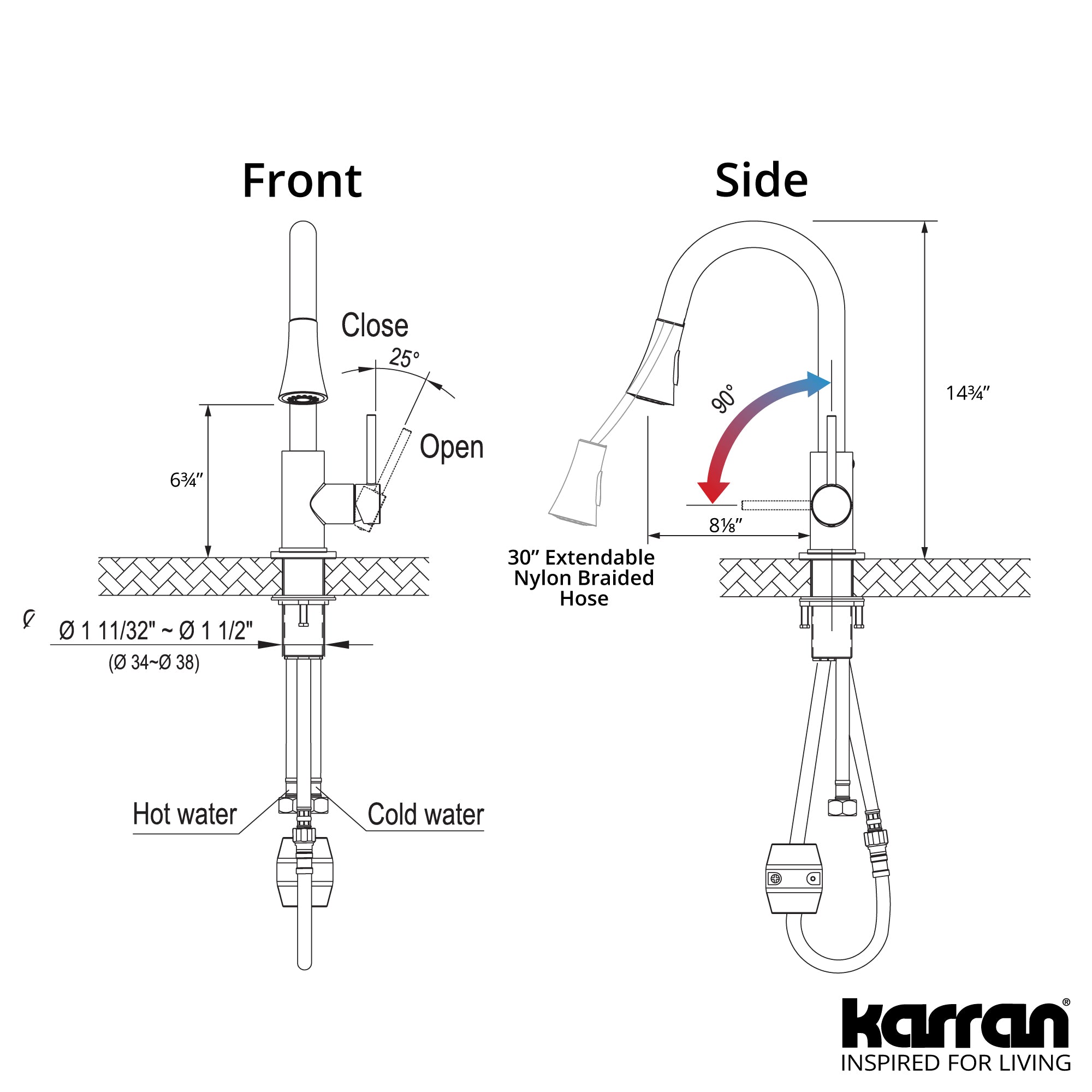 Karran Weybridge 1.8 GPM Single Lever Handle Lead-free Brass ADA Kitchen Faucet, Pull-Down Kitchen, Brushed Gold, KKF240BG
