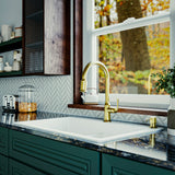 Karran Auburn 1.8 GPM Single Lever Handle Lead-free Brass ADA Kitchen Faucet, Pull-Down Kitchen, Brushed Gold, KKF310BG
