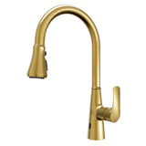 Karran Kadoma 1.8 GPM Single Lever Handle Lead-free Brass ADA Kitchen Faucet, Pull-Down Kitchen, Brushed Gold, KKF340BG