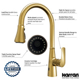 Karran Kadoma 1.8 GPM Single Lever Handle Lead-free Brass ADA Kitchen Faucet, Pull-Down Kitchen, Brushed Gold, KKF340BG