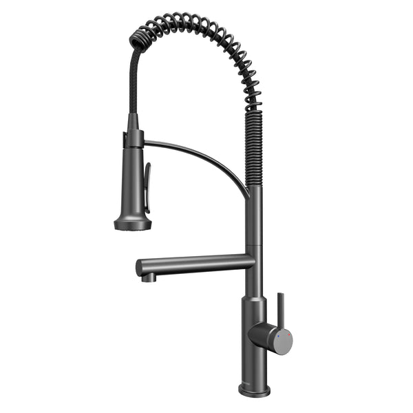 Karran Adlington 1.8 GPM Single Lever Handle Lead-free Brass ADA Kitchen Faucet, Pull-Down, Gunmetal Grey, KKF360GG