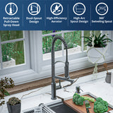 Karran Adlington 1.8 GPM Single Lever Handle Lead-free Brass ADA Kitchen Faucet, Pull-Down, Gunmetal Grey, KKF360GG