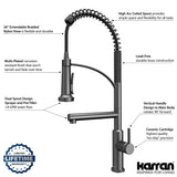 Karran Adlington 1.8 GPM Single Lever Handle Lead-free Brass ADA Kitchen Faucet, Pull-Down, Gunmetal Grey, KKF360GG