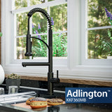 Karran Adlington 1.8 GPM Single Lever Handle Lead-free Brass ADA Kitchen Faucet, Pull-Down, Matte Black, KKF360MB