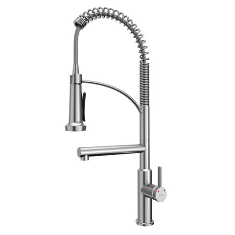 Karran Adlington 1.8 GPM Single Lever Handle Lead-free Brass ADA Kitchen Faucet, Pull-Down, Stainless Steel, KKF360SS