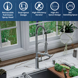 Karran Adlington 1.8 GPM Single Lever Handle Lead-free Brass ADA Kitchen Faucet, Pull-Down, Stainless Steel, KKF360SS