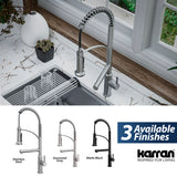 Karran Adlington 1.8 GPM Single Lever Handle Lead-free Brass ADA Kitchen Faucet, Pull-Down, Stainless Steel, KKF360SS