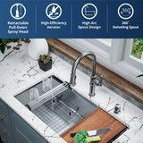 Karran Brampton 1.8 GPM Single Lever Handle Lead-free Brass ADA Kitchen Faucet, Pull-Down, Gunmetal Grey, KKF365GG