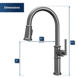 Karran Brampton 1.8 GPM Single Lever Handle Lead-free Brass ADA Kitchen Faucet, Pull-Down, Gunmetal Grey, KKF365GG