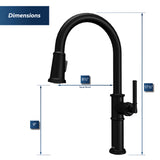 Karran Brampton 1.8 GPM Single Lever Handle Lead-free Brass ADA Kitchen Faucet, Pull-Down, Matte Black, KKF365MB