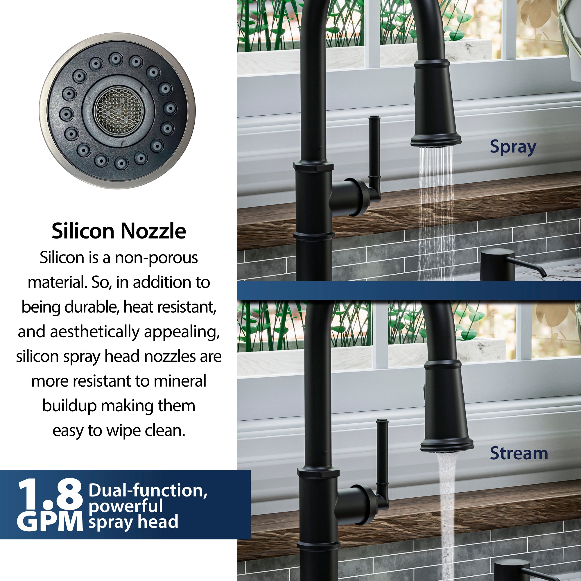 Karran Brampton 1.8 GPM Single Lever Handle Lead-free Brass ADA Kitchen Faucet, Pull-Down, Matte Black, KKF365MB