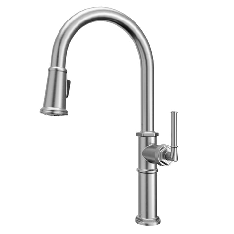 Karran Brampton 1.8 GPM Single Lever Handle Lead-free Brass ADA Kitchen Faucet, Pull-Down, Stainless Steel, KKF365SS