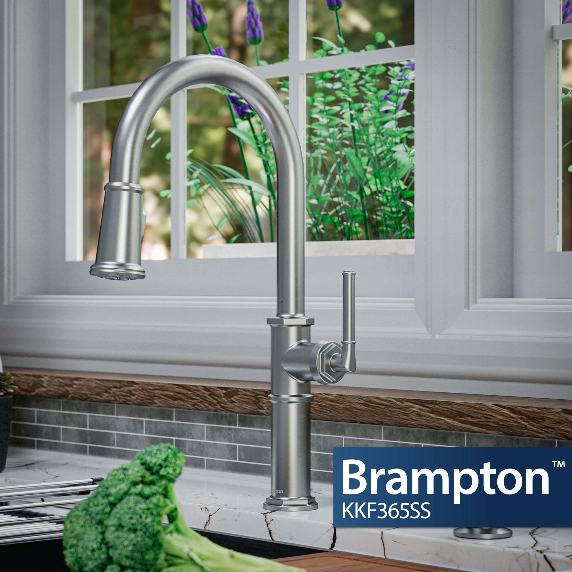 Karran Brampton 1.8 GPM Single Lever Handle Lead-free Brass ADA Kitchen Faucet, Pull-Down, Stainless Steel, KKF365SS