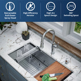 Karran Brampton 1.8 GPM Single Lever Handle Lead-free Brass ADA Kitchen Faucet, Pull-Down, Stainless Steel, KKF365SS