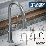 Karran Brampton 1.8 GPM Single Lever Handle Lead-free Brass ADA Kitchen Faucet, Pull-Down, Stainless Steel, KKF365SS