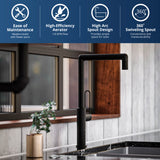 Karran Sherman 1.8 GPM Single Lever Handle Lead-free Brass ADA Kitchen Faucet, Standard, Matte Black, KKF370MB