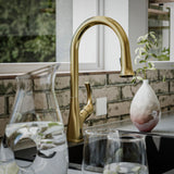 Karran Chantilly 1.8 GPM Single Lever Handle Lead-free Brass ADA Touchless Kitchen Faucet, Pull-Down, Brushed Gold, KKF375BG