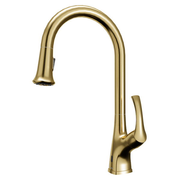 Karran Chantilly 1.8 GPM Single Lever Handle Lead-free Brass ADA Touchless Kitchen Faucet, Pull-Down, Brushed Gold, KKF375BG