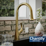 Karran Chantilly 1.8 GPM Single Lever Handle Lead-free Brass ADA Touchless Kitchen Faucet, Pull-Down, Brushed Gold, KKF375BG