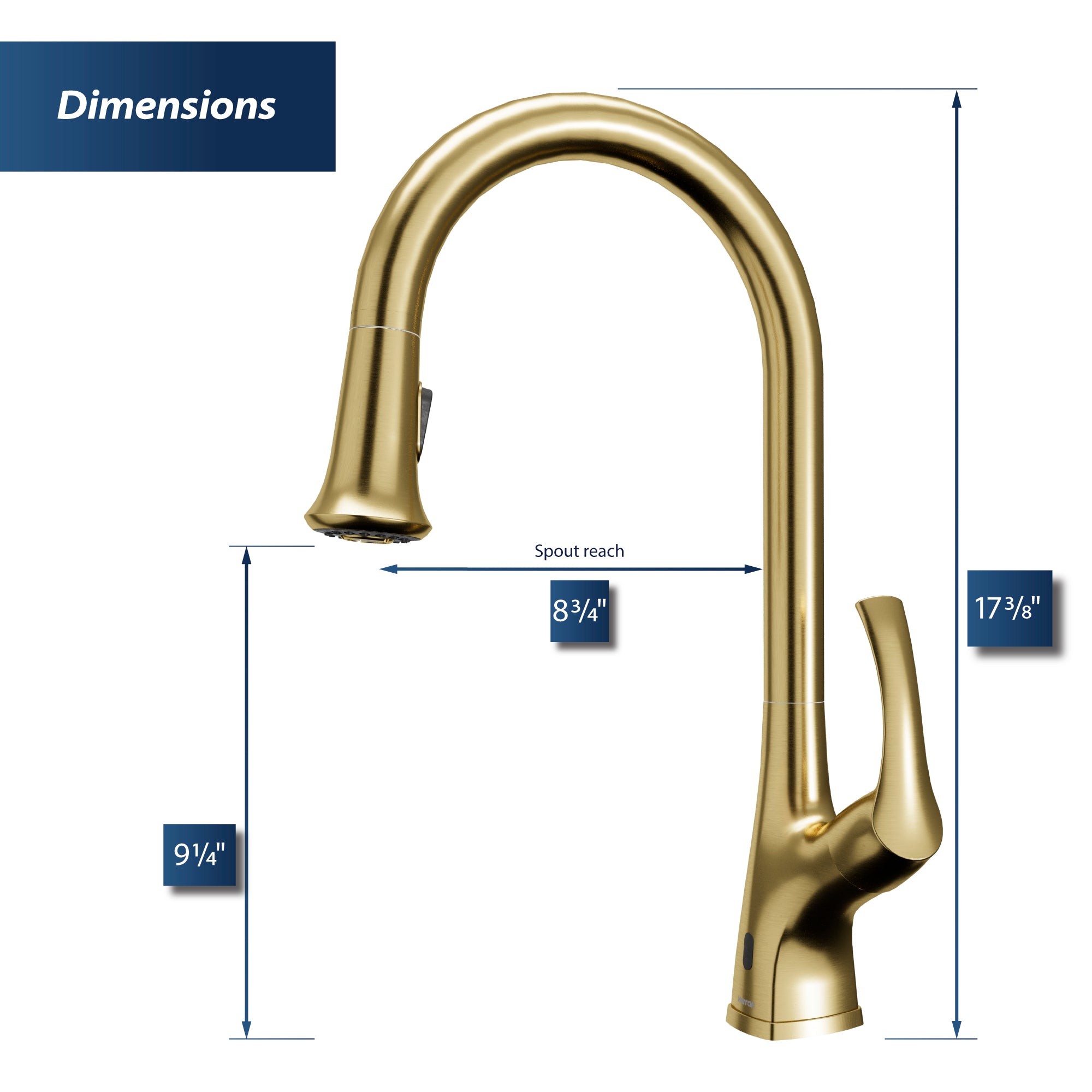 Karran Chantilly 1.8 GPM Single Lever Handle Lead-free Brass ADA Touchless Kitchen Faucet, Pull-Down, Brushed Gold, KKF375BG