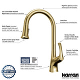 Karran Chantilly 1.8 GPM Single Lever Handle Lead-free Brass ADA Touchless Kitchen Faucet, Pull-Down, Brushed Gold, KKF375BG