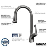 Karran Chantilly 1.8 GPM Single Lever Handle Lead-free Brass ADA Touchless Kitchen Faucet, Pull-Down, Gunmetal Grey, KKF375GG