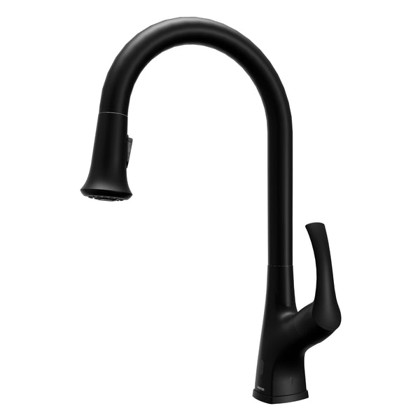 Karran Chantilly 1.8 GPM Single Lever Handle Lead-free Brass ADA Touchless Kitchen Faucet, Pull-Down, Matte Black, KKF375MB