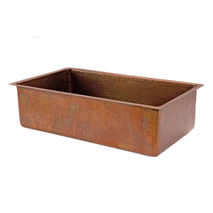 Alternate Image for Premier Copper Products 33" Copper Kitchen Sink, Antique Copper, KSB33199