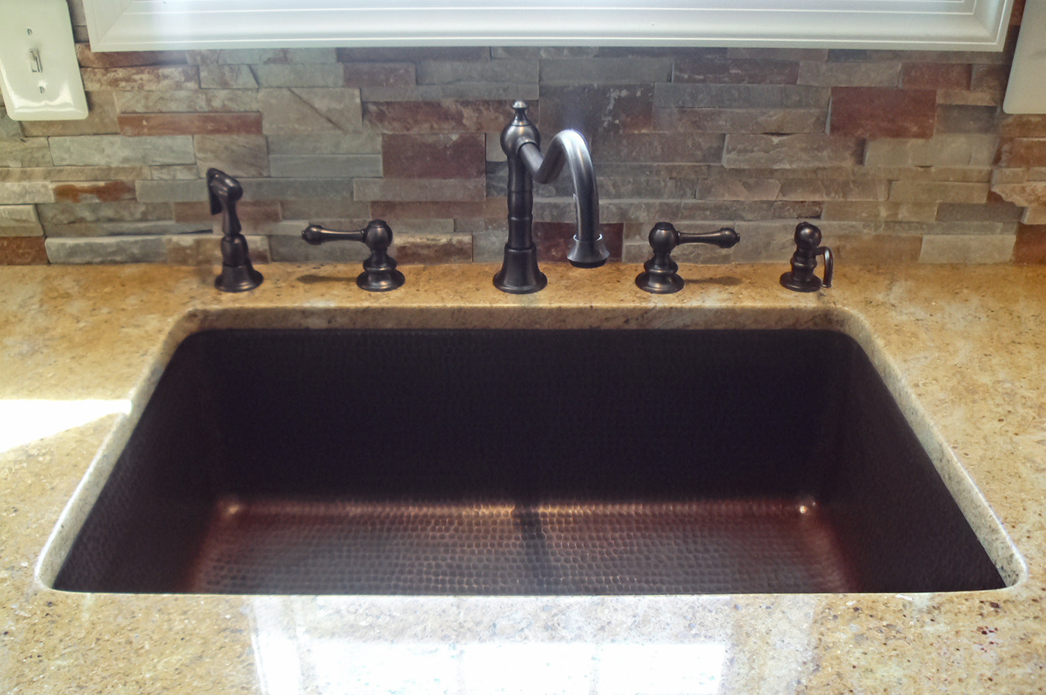 Installation Image of Premier Copper Products 30" Copper Kitchen Sink, Oil Rubbed Bronze, KSDB30199