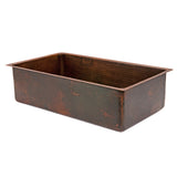 Main Image of Premier Copper Products 33" Copper Kitchen Sink, Oil Rubbed Bronze, KSDB33199