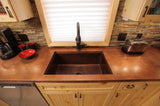 Installation Image of Premier Copper Products 33" Copper Kitchen Sink, Oil Rubbed Bronze, KSDB33199