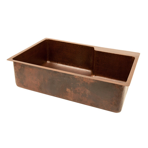 Main Image of Premier Copper Products 33" Copper Kitchen Sink, Oil Rubbed Bronze, KSFDB33229