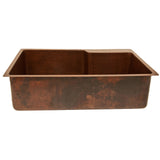 Premier Copper Products 33" Hammered Copper Kitchen Single Basin Sink with Matching Drain and Accessories, Oil Rubbed Bronze, KSP3_KSFDB33229