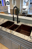 Installation Image of Premier Copper Products 42" Copper Kitchen Sink, 40/20/40 Triple Bowl, Oil Rubbed Bronze, KTDB422210