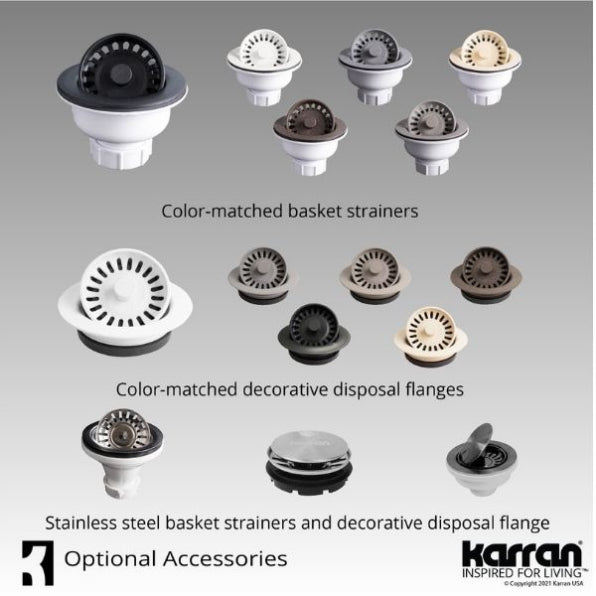 Karran 33" Drop In/Topmount Quartz Composite Kitchen Sink, 60/40 Double Bowl, Grey, QT-610-GR-PK1