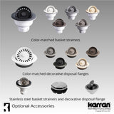 Karran 32" Undermount Quartz Composite Kitchen Sink, 60/40 Double Bowl, Grey, QU-610-GR-PK1