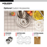 Houzer Legend 32" Stainless Steel Topmount 4-hole 50/50 Double Bowl Corner Kitchen Sink with Strainer & Grid - 20 Gauge, LCR-3221-C